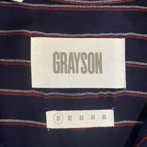 Grayson The Hero Button Down Shirt Navy Blue Red & White Stripes -Size Small / 1 - Picture 12 of 13